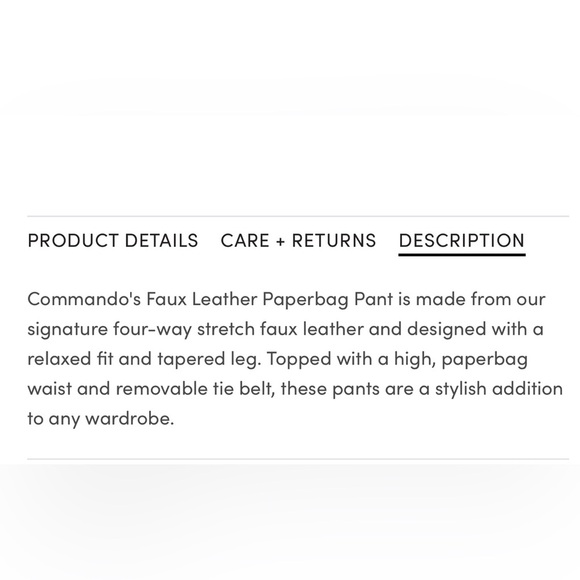 Commando Faux Leather Paperbag Pants in Black , size Small - Picture 4 of 11